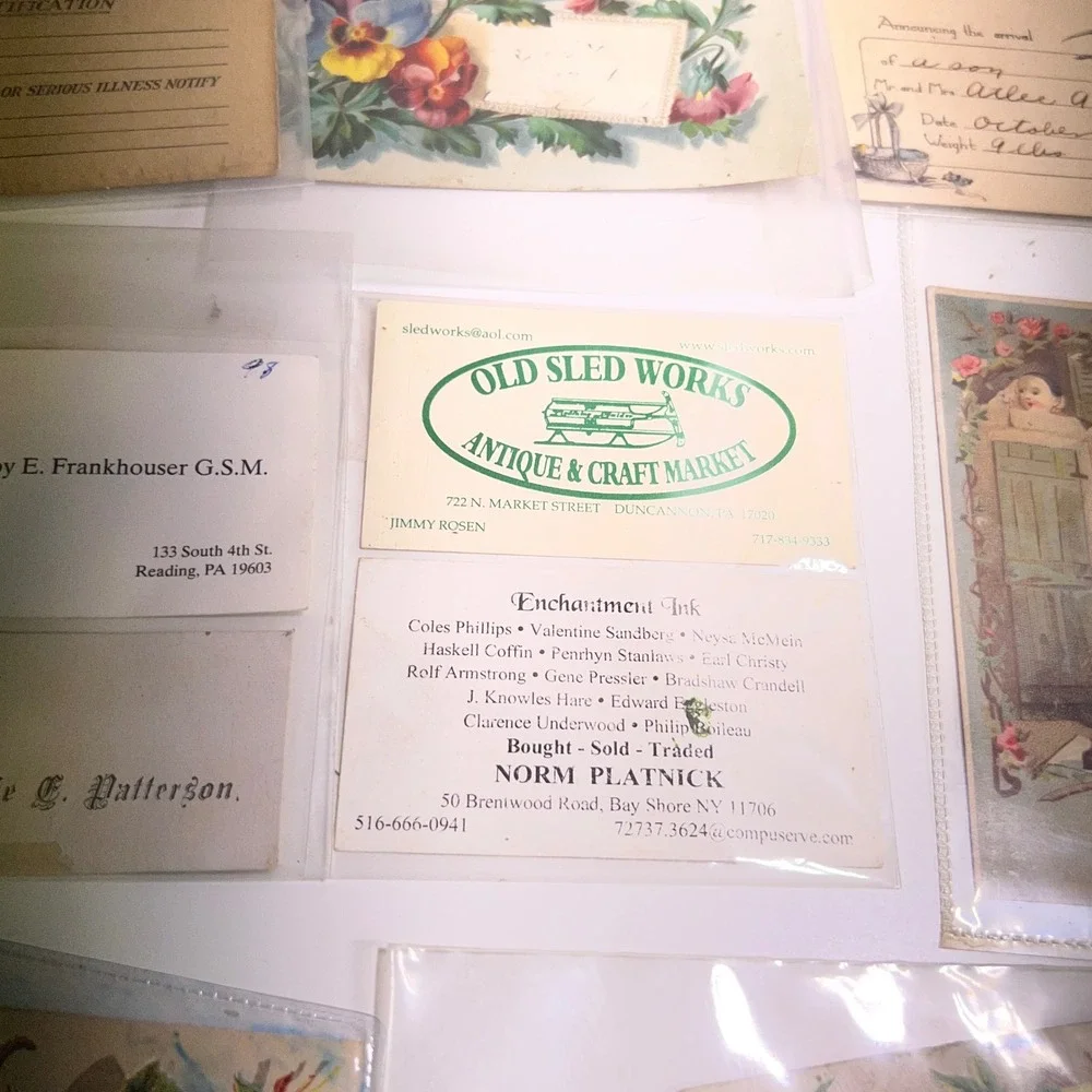 Vintage Victorian Ephemera Lot 11pc Floral Calling Card Trade Card Antique Paper
